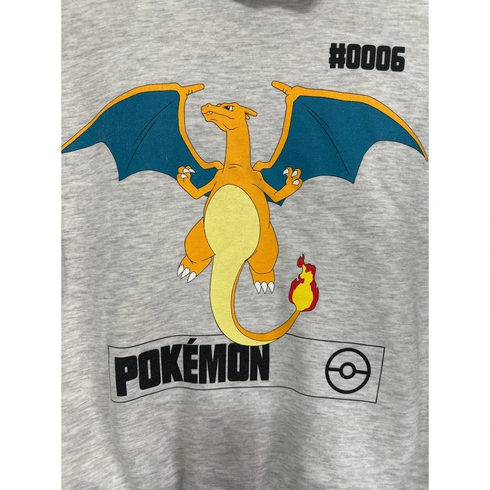 Zara Kids Pokemon Charizard Gray Hoodie Sweatshirt Size 9-10 140cm